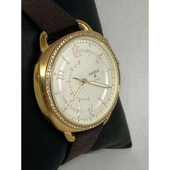 Fossil FTW1208 Women's Brown Leather White Analog Dial Hybrid Smartwatch XX766 - Picture 5 of 12